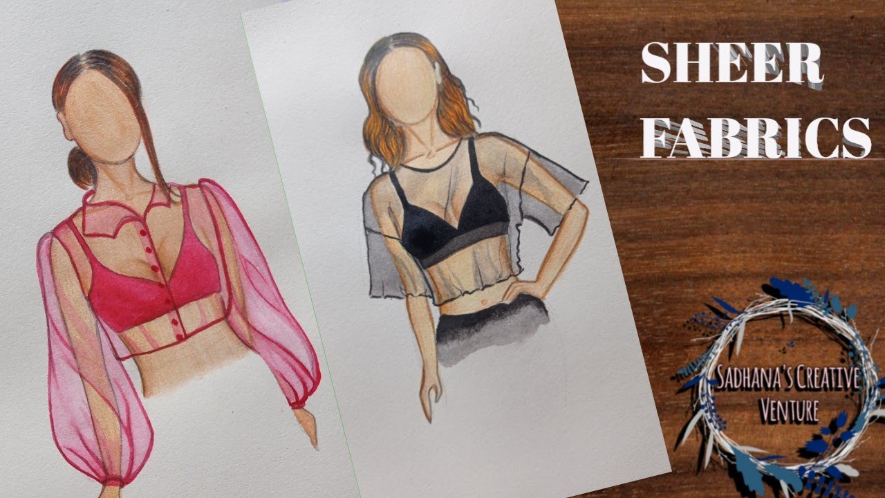 how to draw Sheer fabric | fashion illustration | net |sadhana's creative venture
