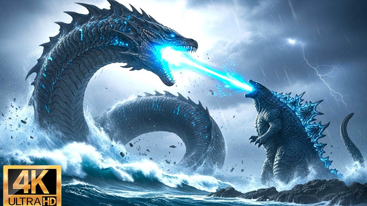 Godzilla VS Naga in the sea