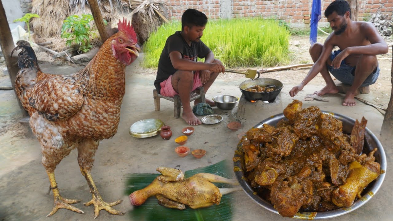 देसी मुर्गा देहाती स्टाइल से बनाने का तरीका / desi murga chicken curry recipe village style cooking😋