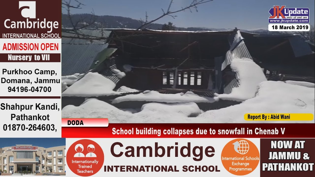 School building collapses due to snowfall in Chenab Valley