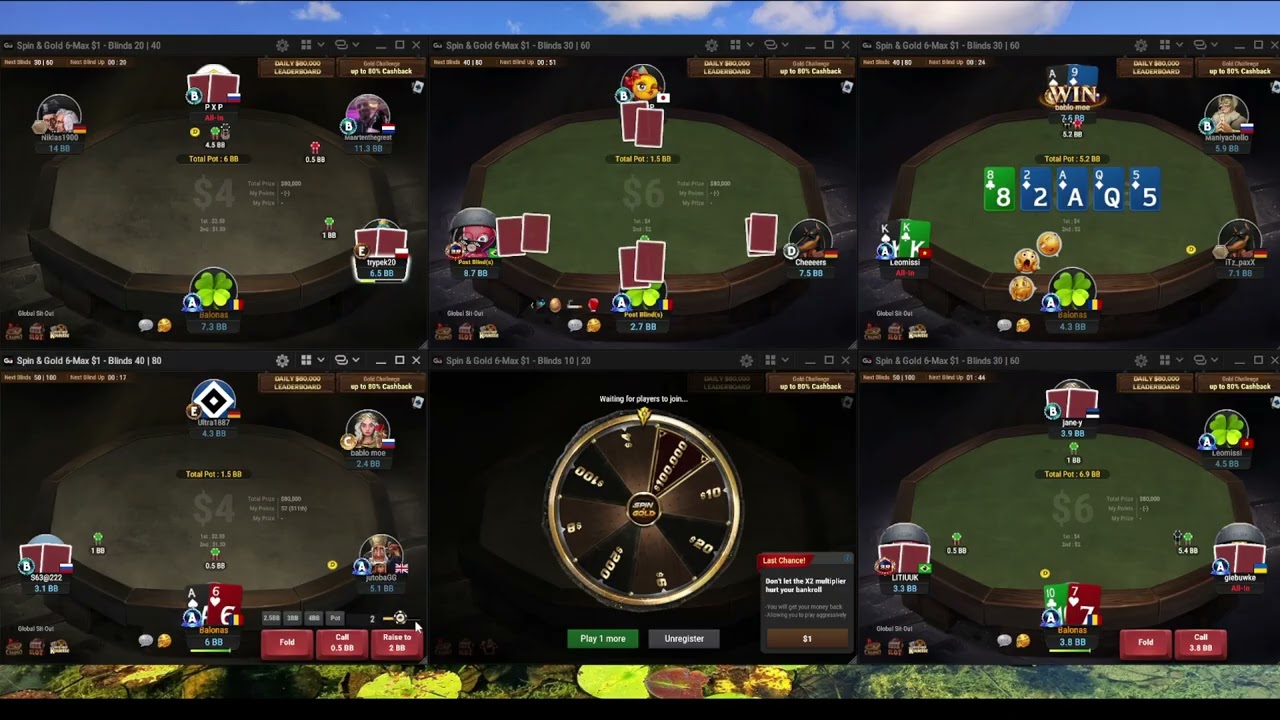 SPIN & GOLD 6 max 1$  EP. 5  (I don't watch my bankroll)