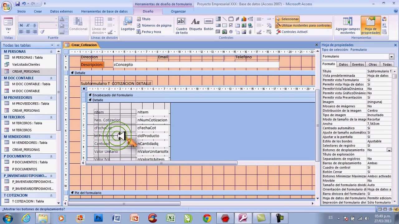 Video ciclo access 2007 No 010 - Generar Subformulario con cuadro combinado