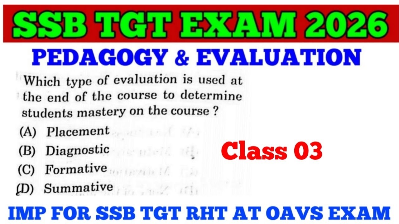 SSB TGT Exam 2026 !! Pedagogy & Evaluation MCQs !! Imp for RHT, AT & OAVS Exam !! cine tv Odisha !!