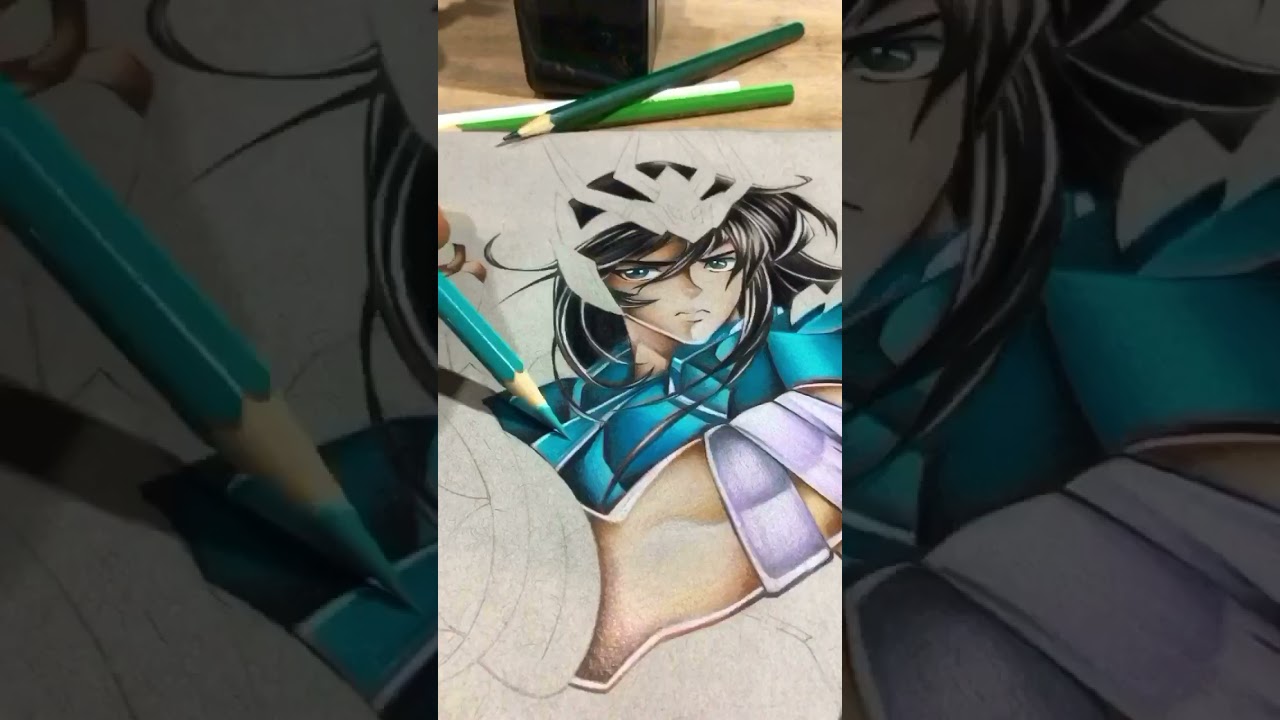 DESENHANDO SHIRYU DE DRAG&Atilde;O - [Saint Seiya] #shorts #art #anime #drawing