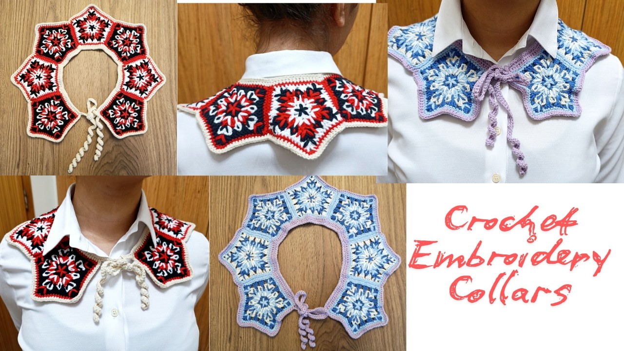 VINTAGE STYLE CROCHET COLLAR | HOW TO CROCHET A COLLAR WITH PENTAGON MOTIFS | #diy  #crochet