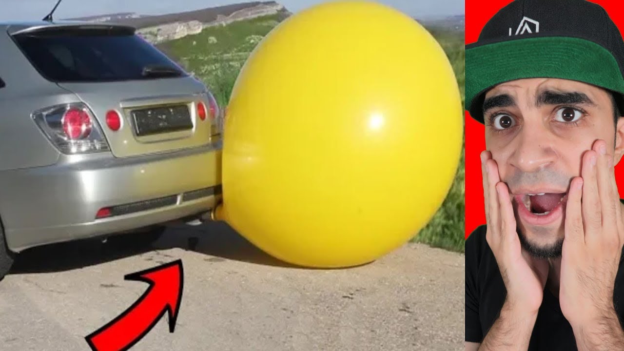نفخ بلونة عملاقة في سيارة " شي غريب "
