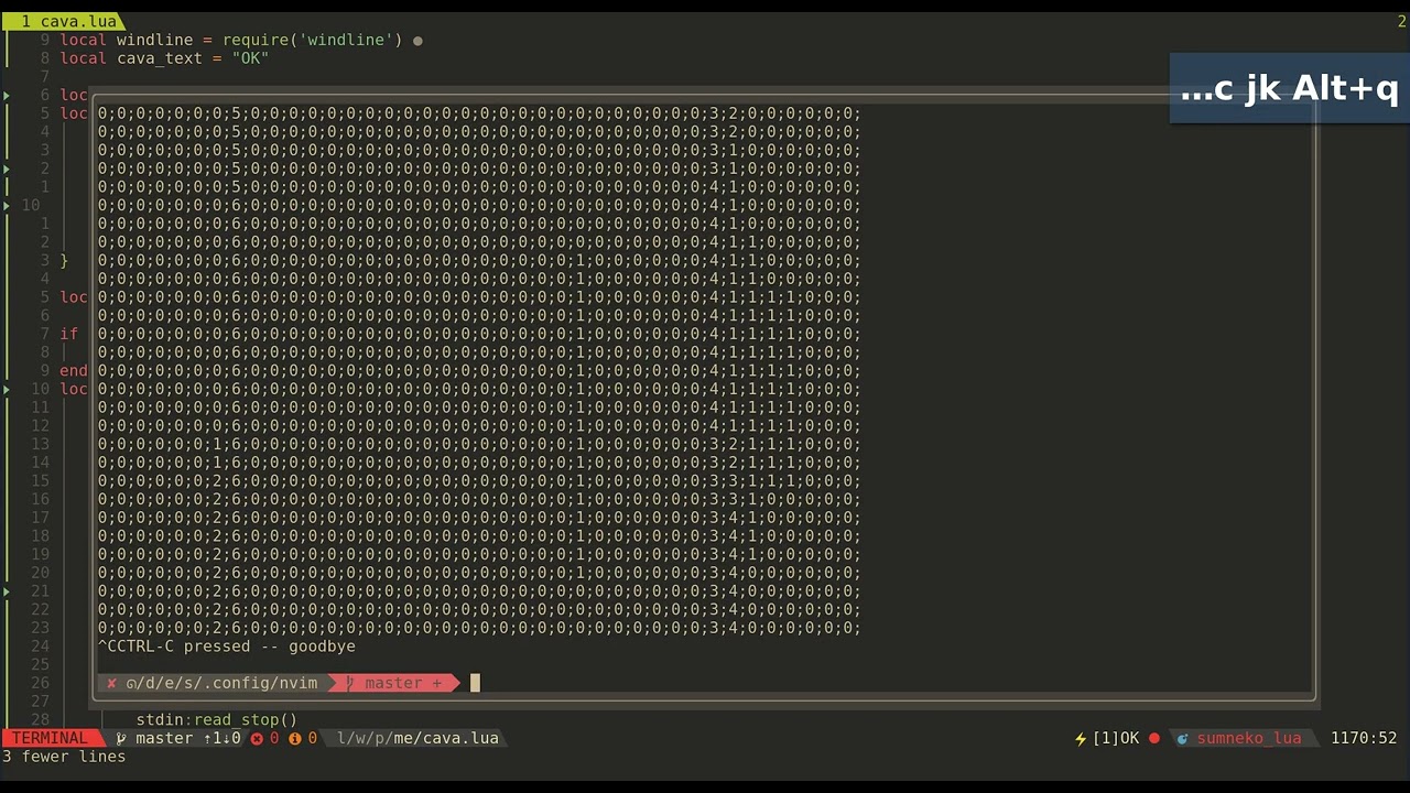 make  neovim  music bar statusline with cava + windline