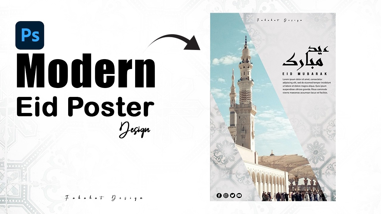 Modern Eid Poster Design in Adobe Photoshop | EID Mubarak 2026