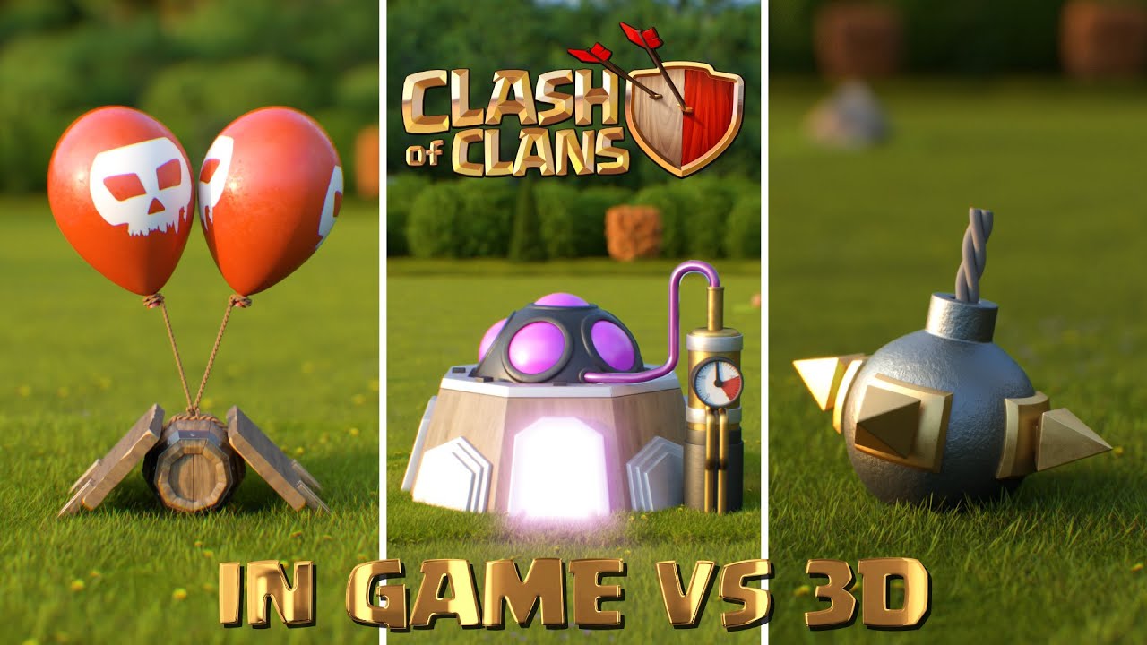 in game vs in 3d _ Clash of Clans 3D Town Hall 5