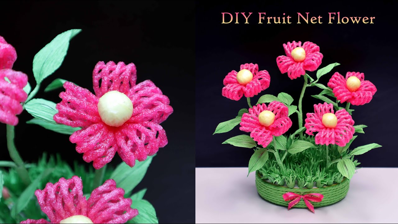 Ide Kreatif Bunga Hias dari Jaring Buah | Fruit Wrapper Flower | Fruit Net Flower DIY Ideas