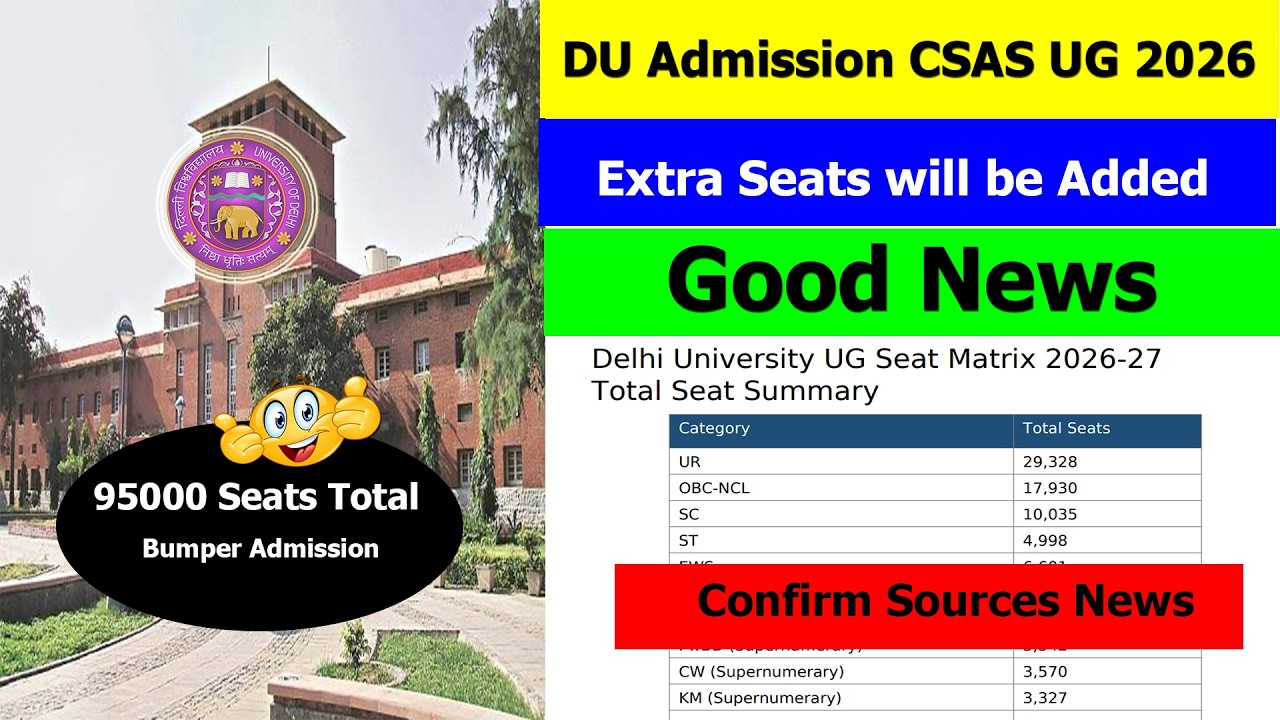 DU Admission CSAS UG 2026 Extra Seats Added | Confirm Sources News | Good News Bumper Admission