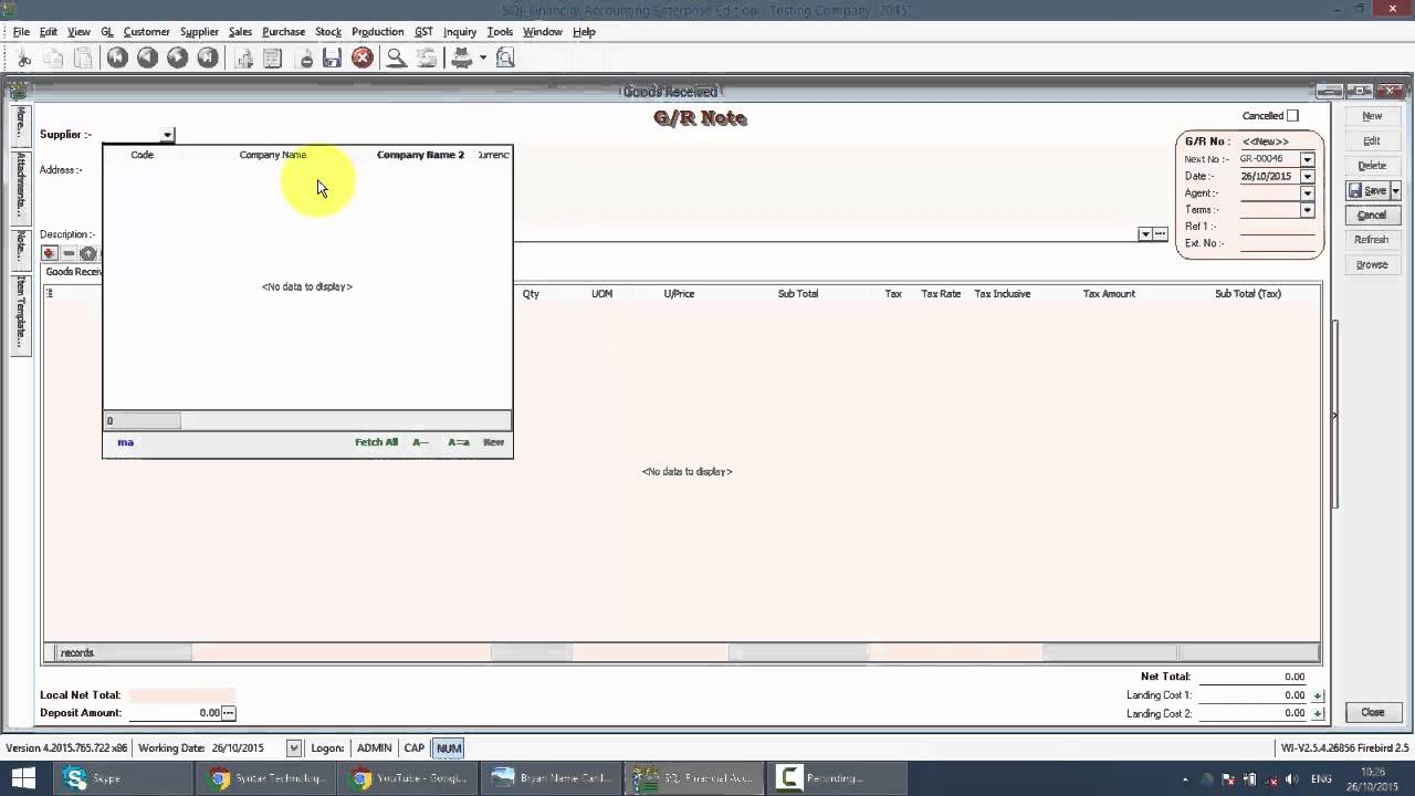 SQL ACCOUNTING SYSTEM GST 014 GOODS RECEIVED NOTE