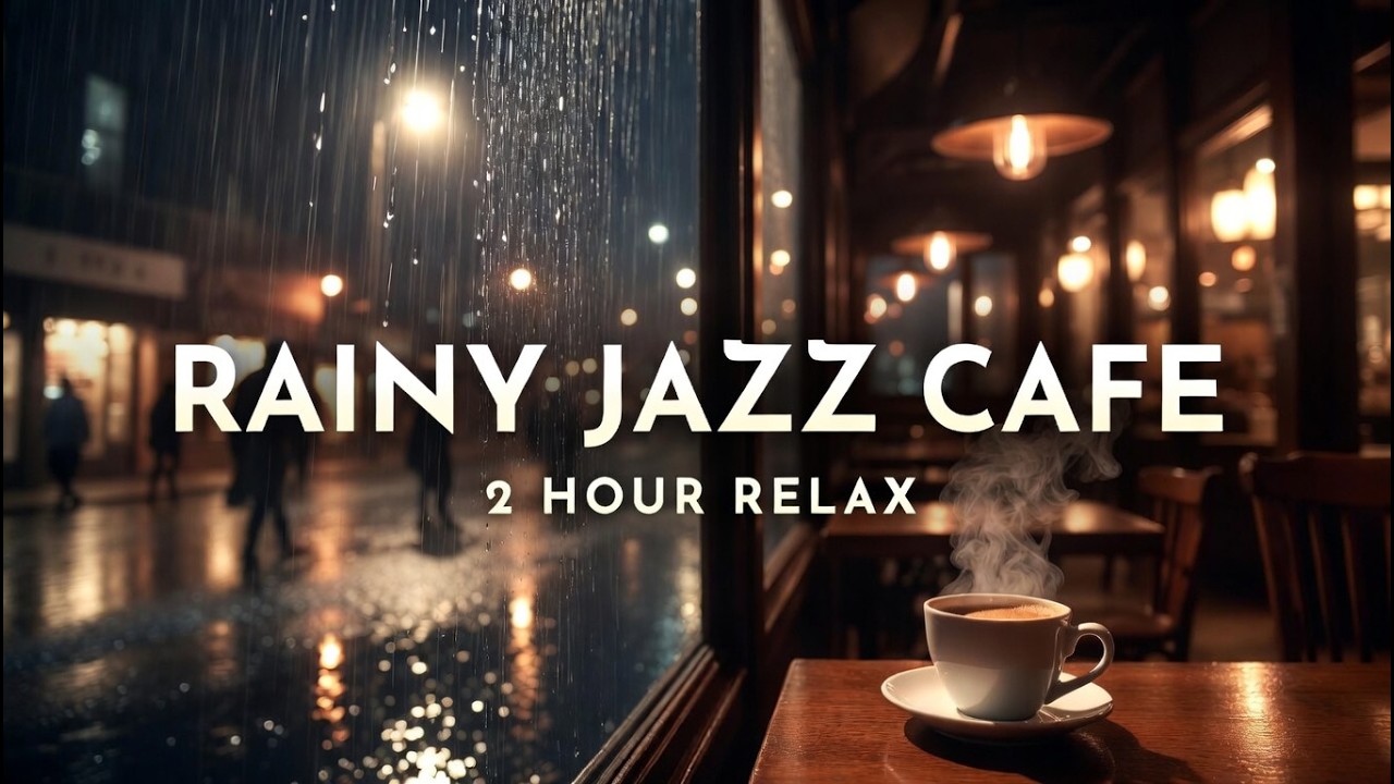 Rainy Jazz Cafe ☕ Relaxing Jazz Music with Rain Sounds | Cozy Coffee Shop Ambience (2 Hours)