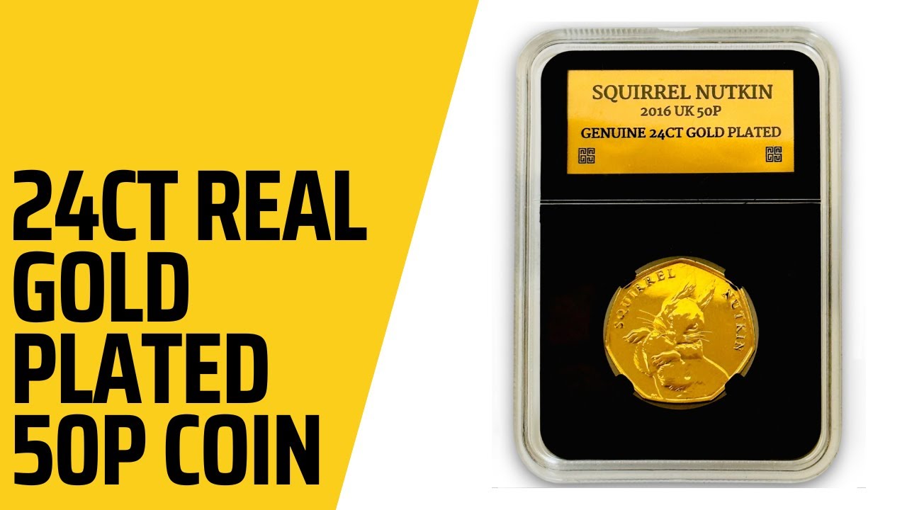 24ct Real Gold Plated Squirrel Nutkin 2016 50p In Removable Capsule