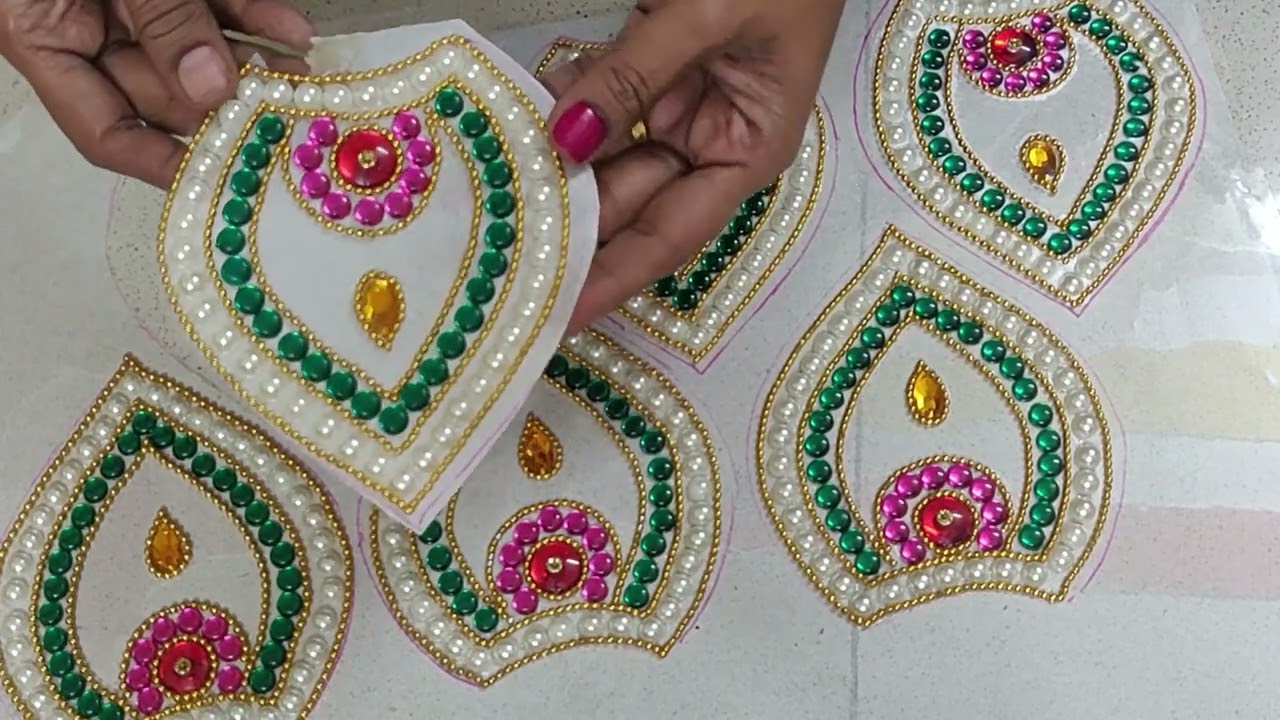 Pearl Rangoli | Rangoli on OHP Sheet | Stone Rangoli | Flower Rangoli on OHP Sheet