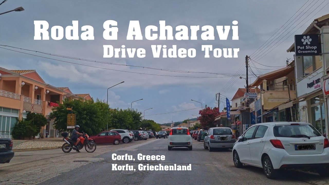 Roda & Acharavi Mainstreet 🇬🇷 Drive Video in 4K ❤️ Corfu, Greece | Korfu, Griechenland