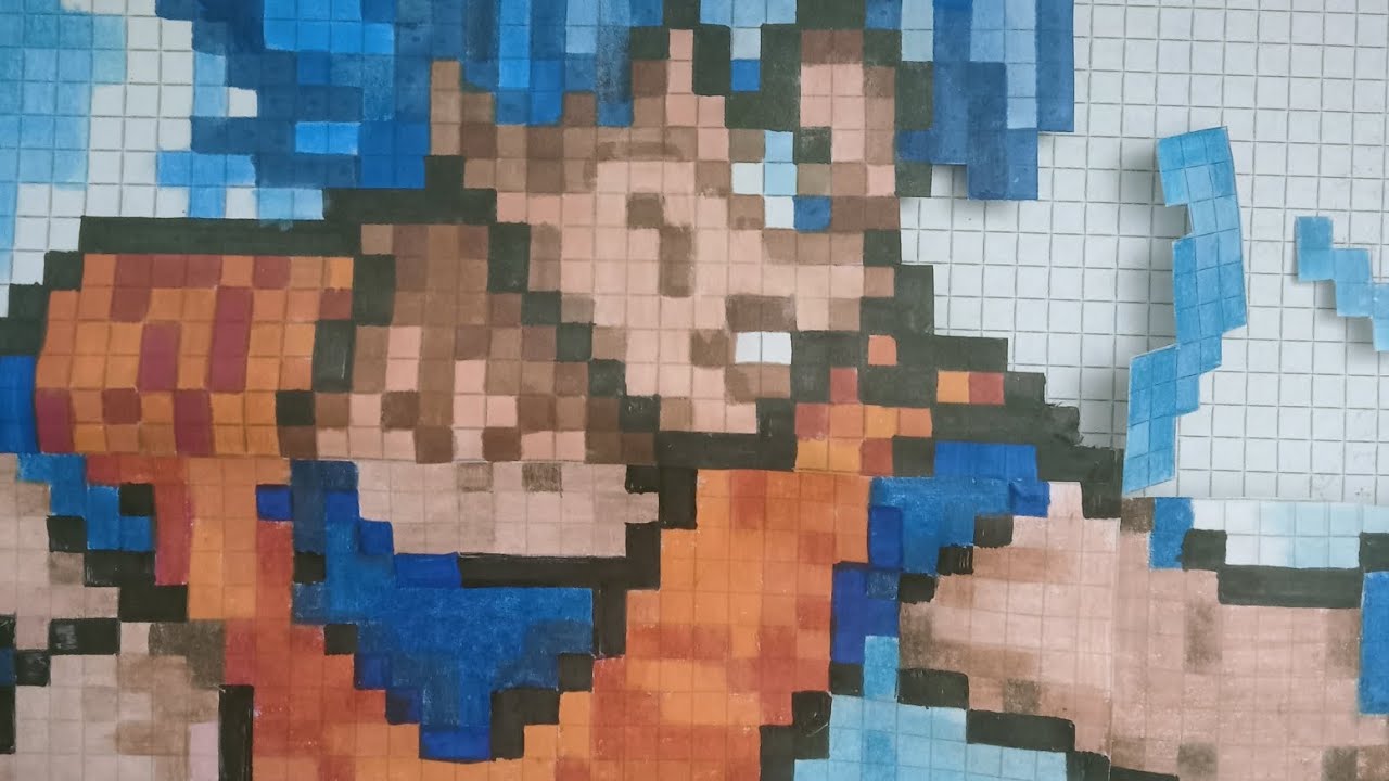 Mi dibujo de Dragón Ball. Batalla Saiyajin en pixel art.