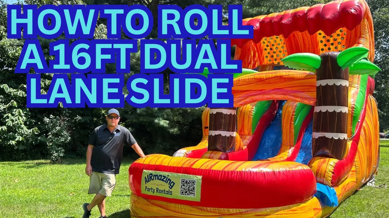 How to Roll a 16ft Dual Lane Water Slide | Inflatable Waterslide Rolling SOP