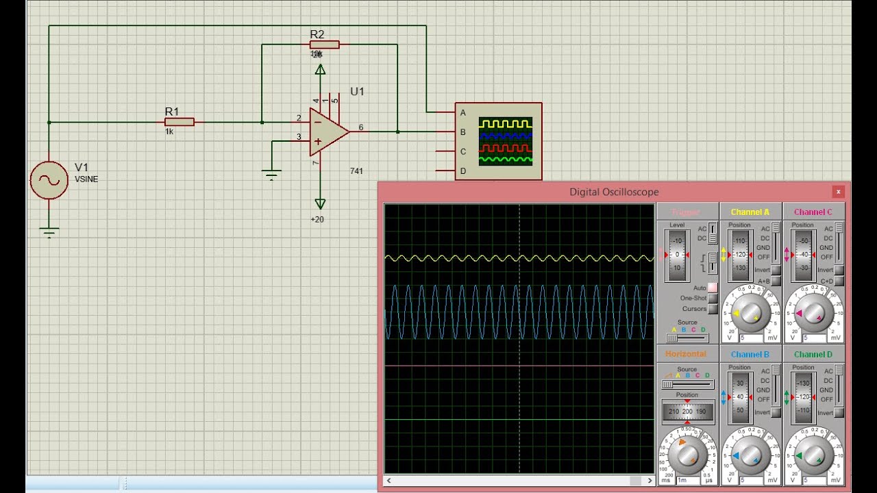 Inverting Amplifier in Proteus