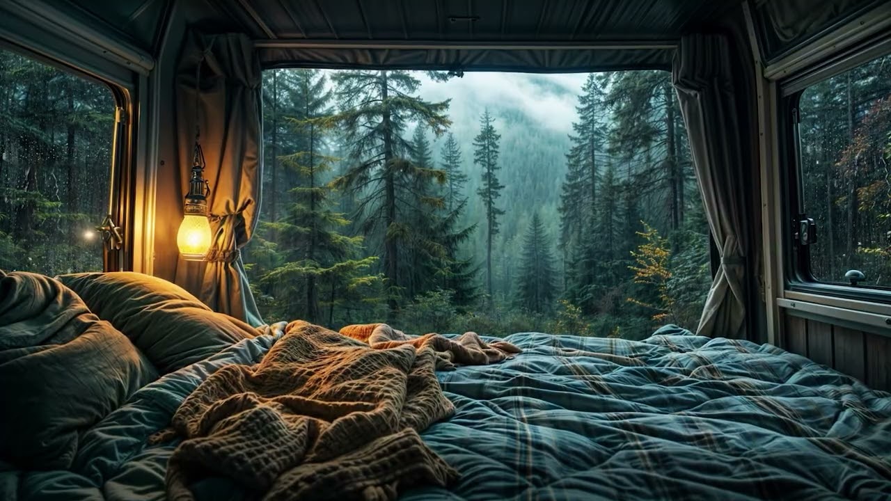 3 Hour Rainy Camper Van for Sleep/Relaxation 🌧️| Cozy Ambience