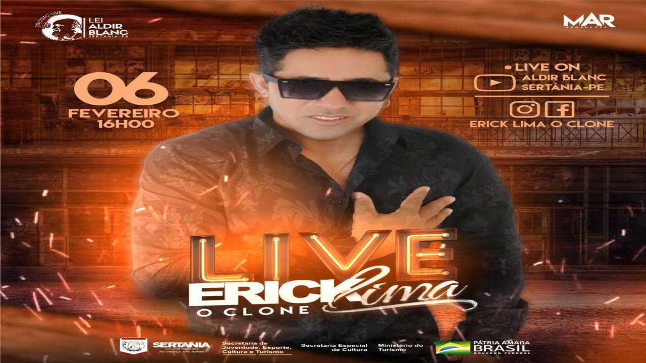 Live Erick Lima - Lei Aldir Blanc - Sert&acirc;nia - PE
