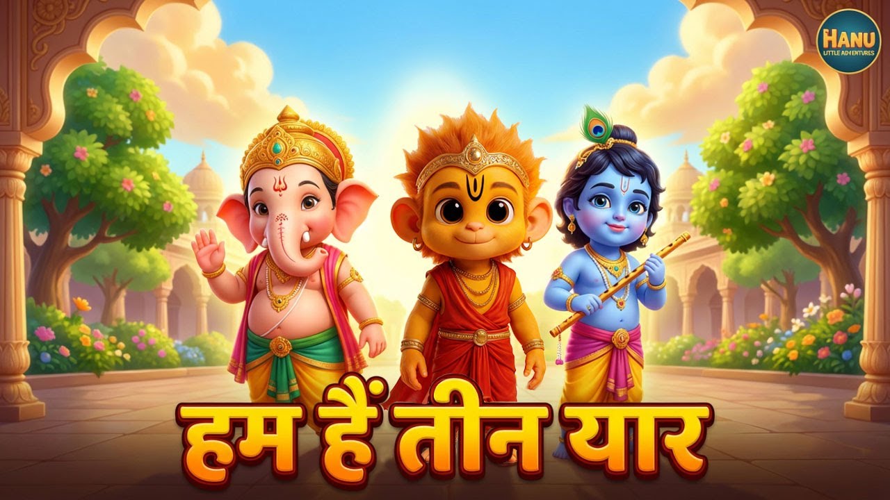 Hum Hain Teen Yaar - Baby Hanuman, Ganesha & Krishna Song | Best Hindi Rhymes for Kids