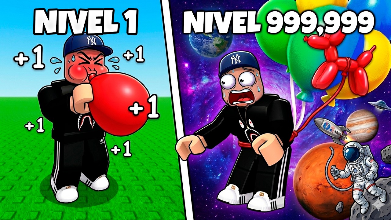 ¡INFLÉ mis GLOBOS al NIVEL MÁXIMO y llegué al ESPACIO! 🎈🌌 (Blow Up and Fall Roblox)