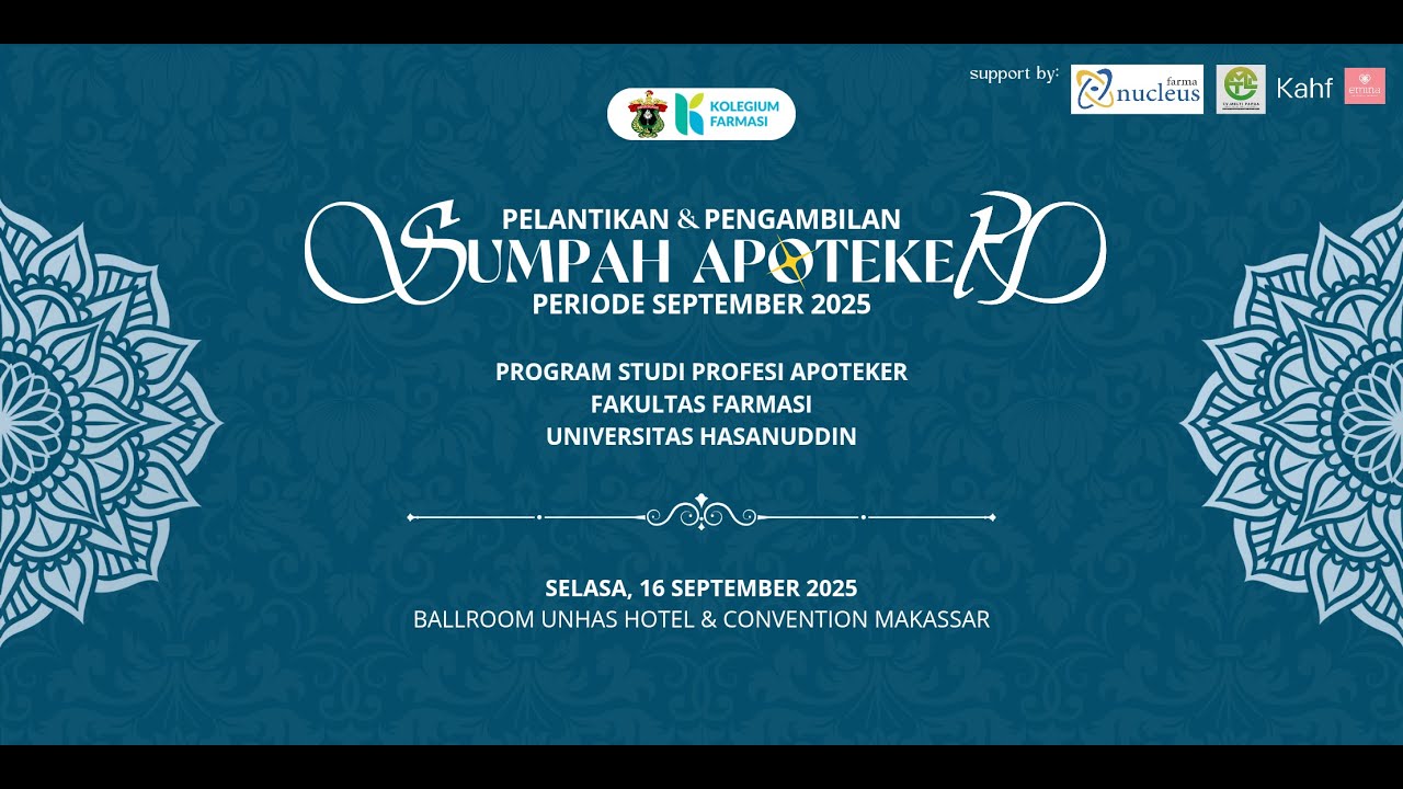 Pelantikan dan Pengambilan Sumpah Apoteker periode September 2025 Fakultas Farmasi UNHAS