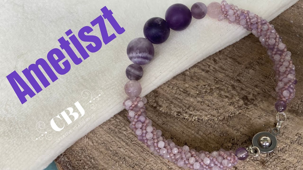 Ametiszt karperec | Gyöngyfűzés