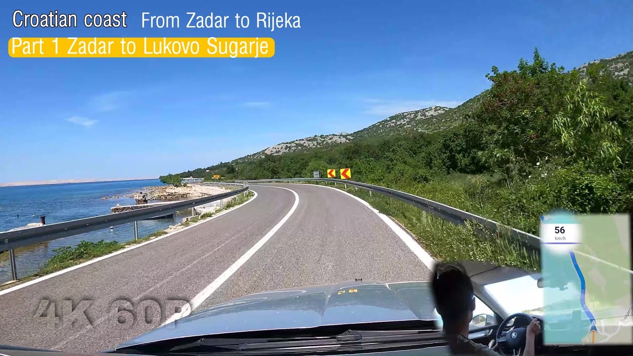 Croatian Coast - Trip from Zadar to Lukovo Sugarje - Panoramic Sea View P1- 4k-60p