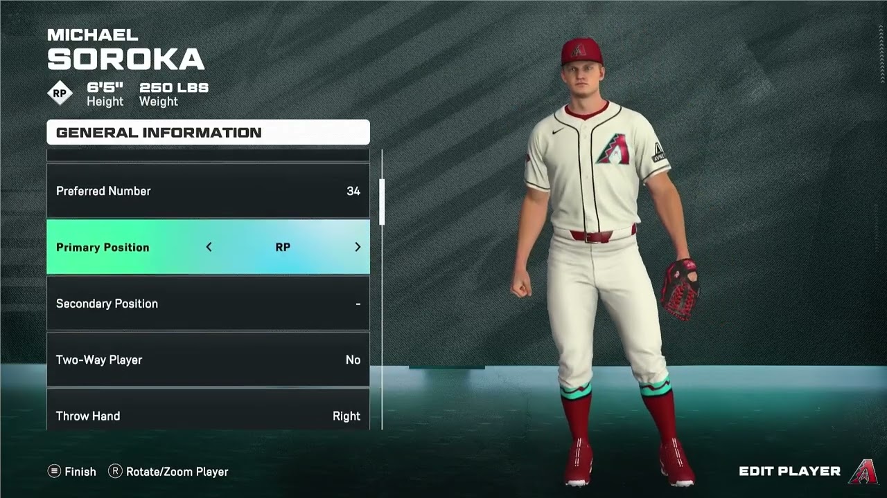 Как изменить номер на форме и майке игрока в MLB The Show 26