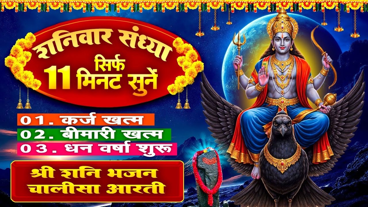 शनिवार संध्या सिर्फ 11 मिनट सुने~कर्ज ख़त्म~बीमारी खत्म~धन वर्षा शुरू~शनिदेव चालीसा आरती~Shanidev