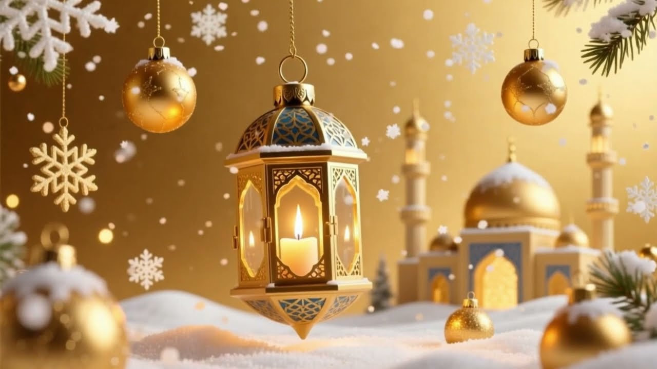 Ramadan Kareem Islamic holy month with crescent moon and lanterns