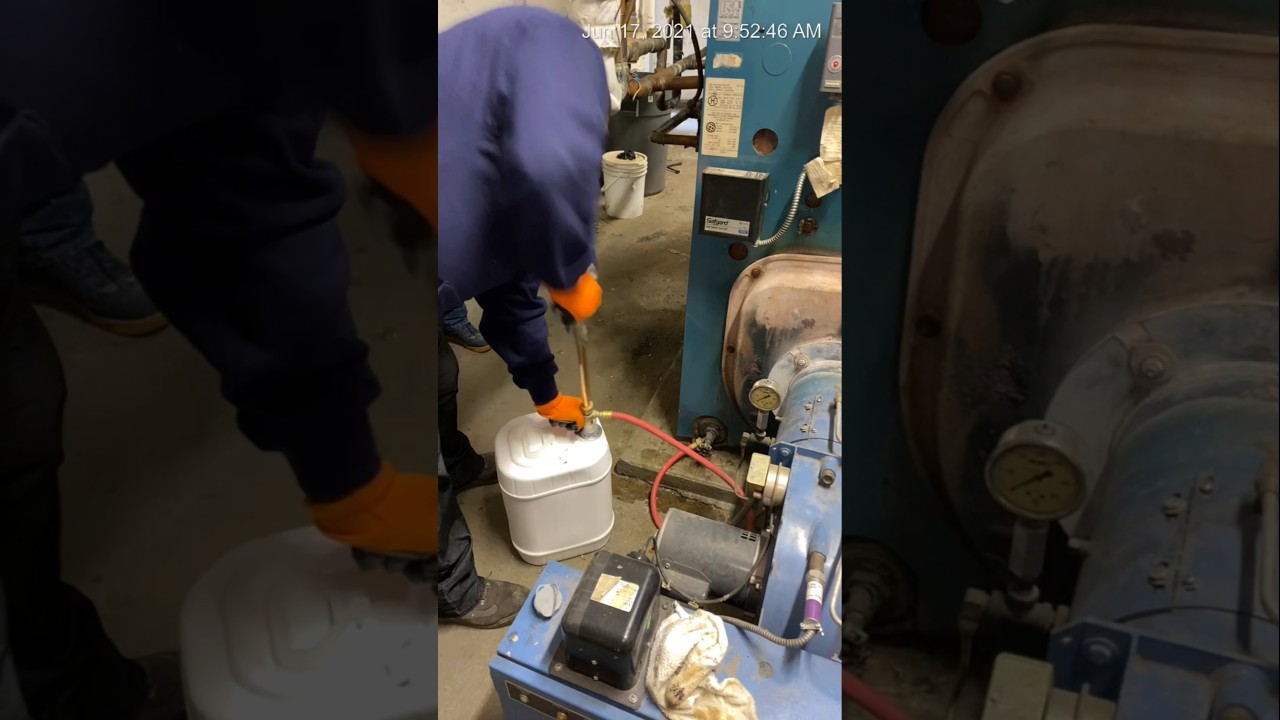 putting chemicals inside the boiler #boiler #plumbing #mechanic