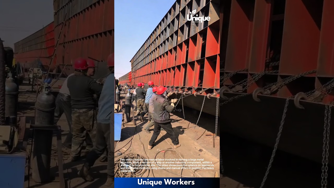 Moving heavy metal: shipyard workers in action