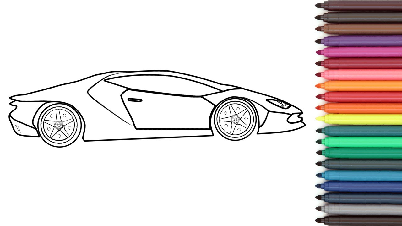 Lamborghini Coloring Page, Lamborghini Huracan Coloring step by step