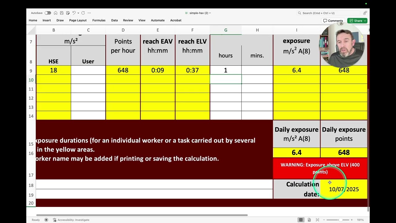 Hand-arm Vibration Calculator