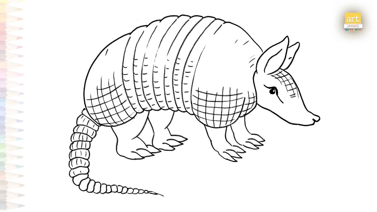 Armadillo drawing easy | Outline drawings | How to draw an Armadillo step by step | #artjanag
