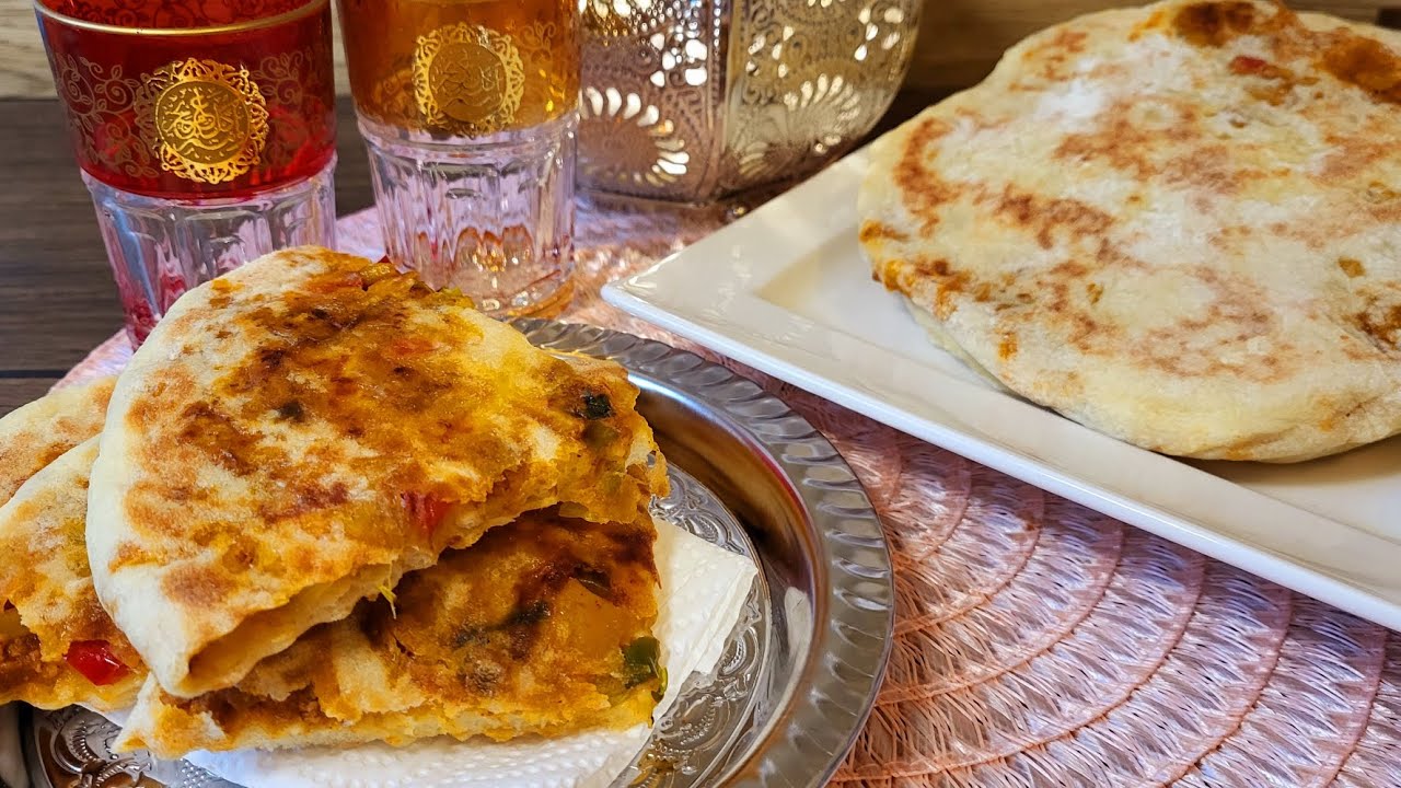 Gefülltes marokkanisches Pfannenbrot Batbout / Ramadan Rezepte mit Rabeas Kitchen