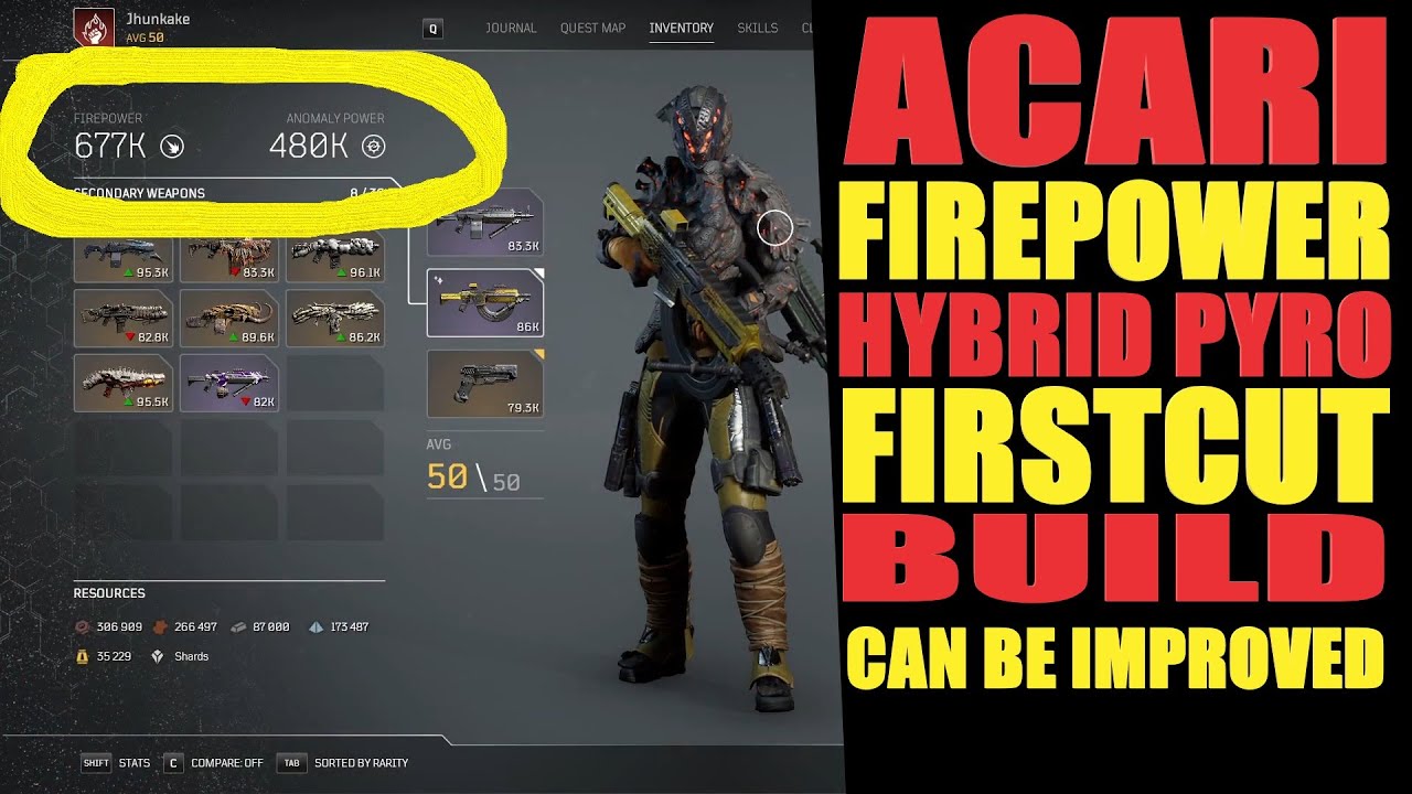 Outriders New Horizon Patch - Acari Hybrid Firepower Pyromancer First Cut Build in Description