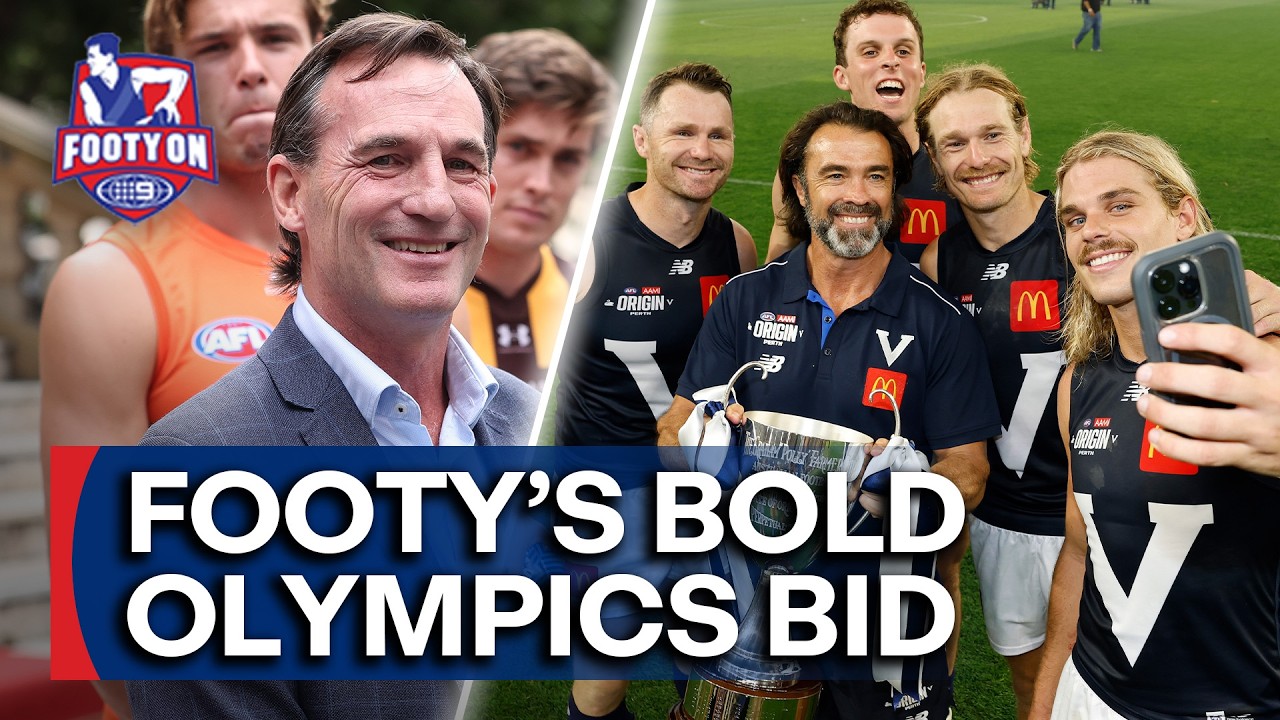 AFL CEO flags shock push to get footy at the 2032 Olympics & May retires | 9News