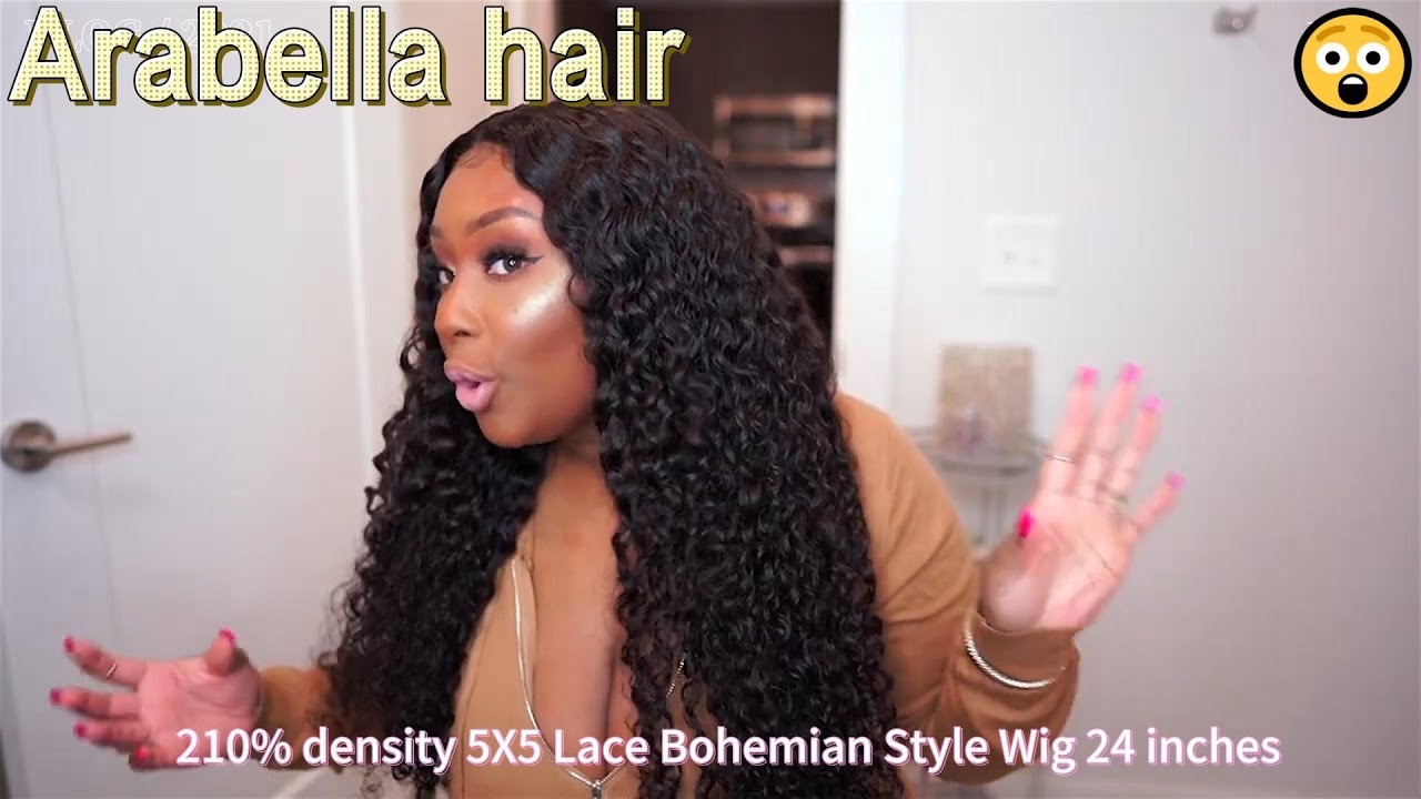 5x5 Lace Curly Bohemian Style Natural black Hair👏 | #arabellahair Install Compilation