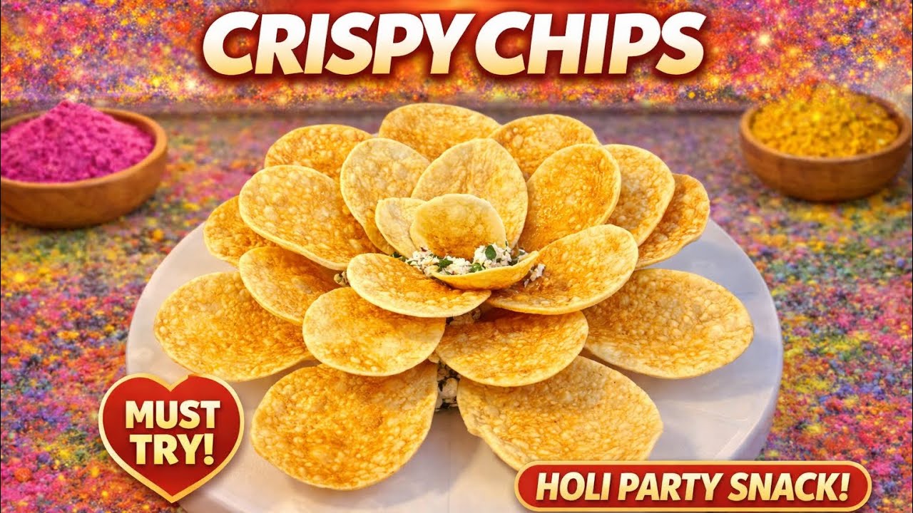 Holi Special Flower Potato Chips Recipe | Traditional Crispy Aloo Chips | Party Snack Idea