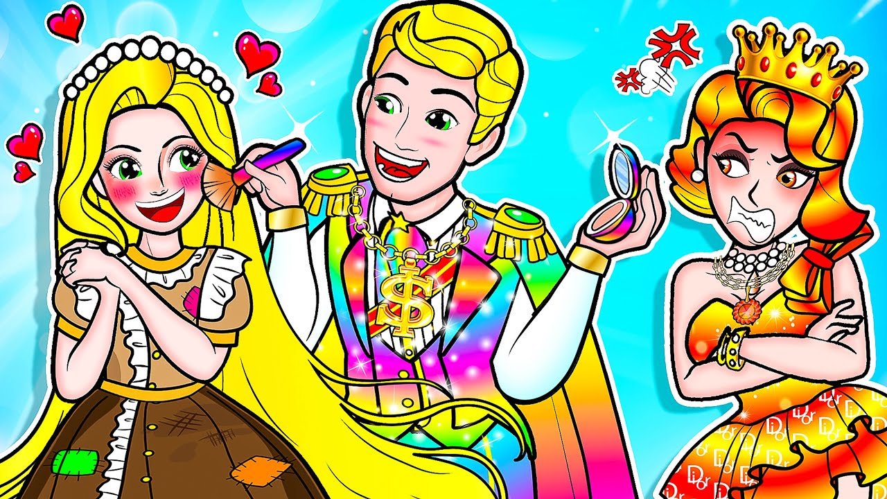 [🐾paper dolls🐾] Poor Rapunzel Dress Up & Make Up Become Princess  | Rapunzel Family 놀이 종이