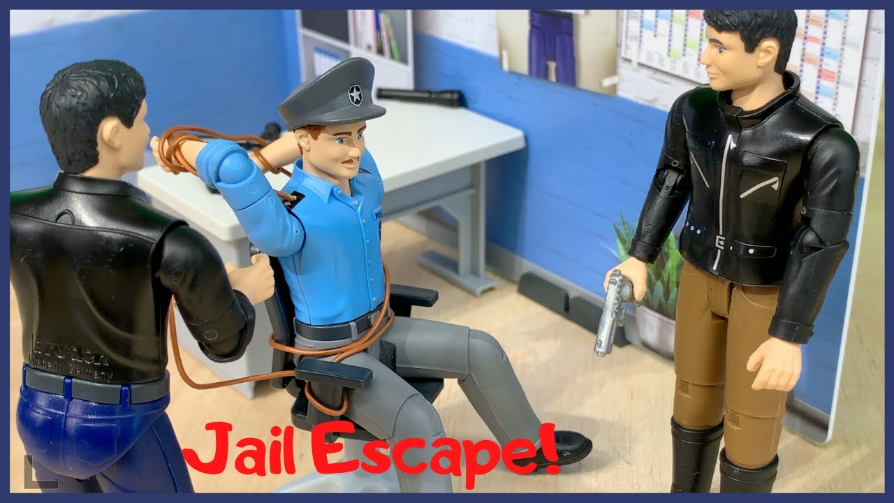 Pretend Play Police Jail Escape | Toy Prison Escape Police Chase | Fun Bruder Toys for Kids