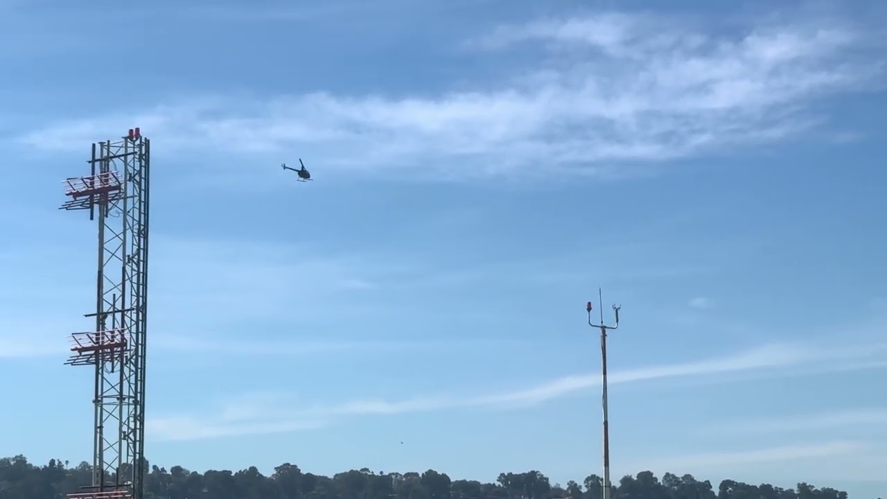 Robinson R22 Helicopter departure from Torrance Airport 