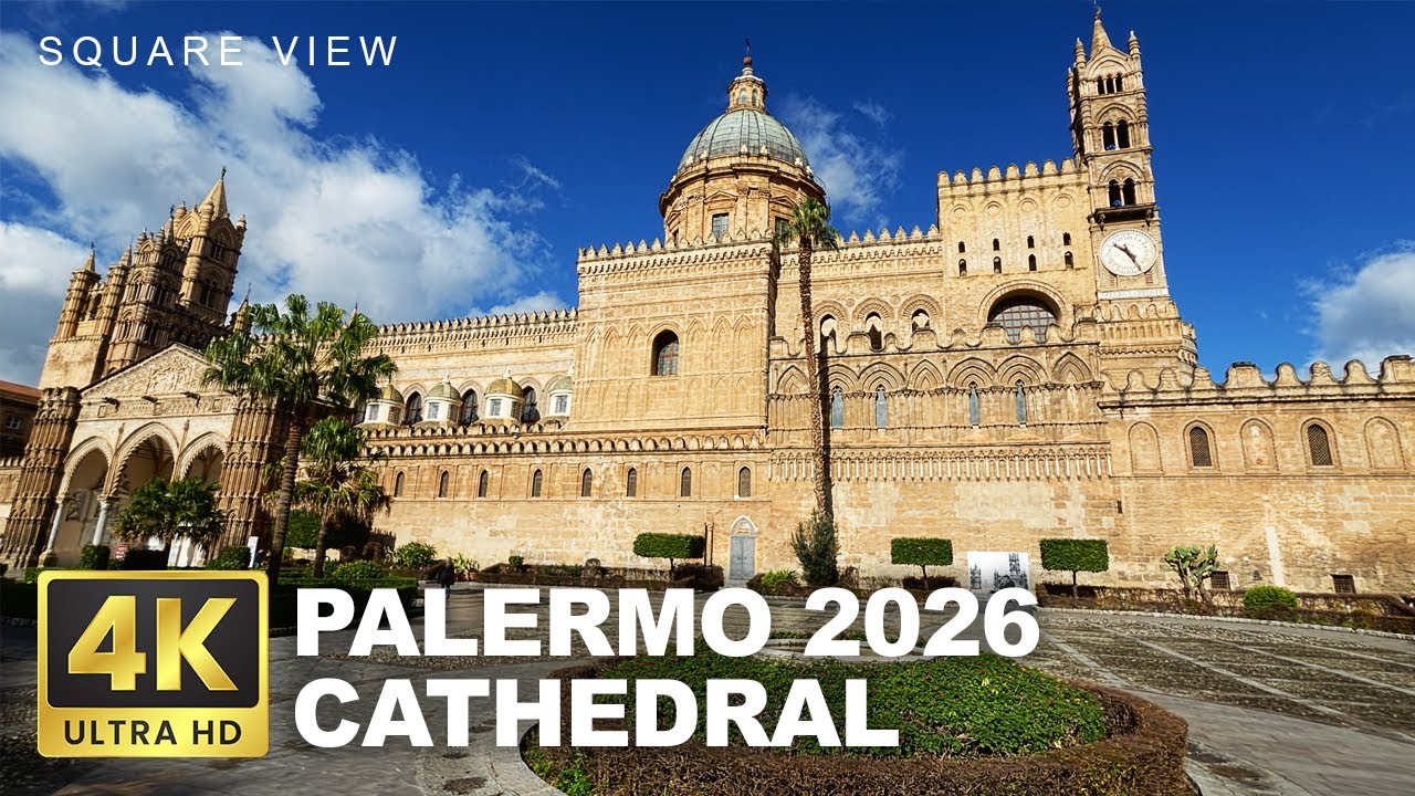 Palermo Cathedral 🇮🇹 Sicily Travel 4K | One take from square with Relaxing Sicilian Music