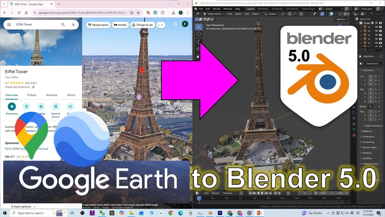 Импорт 3D-карты Google Earth в Blender 5.0 | Урок по созданию реалистичной городской среды
