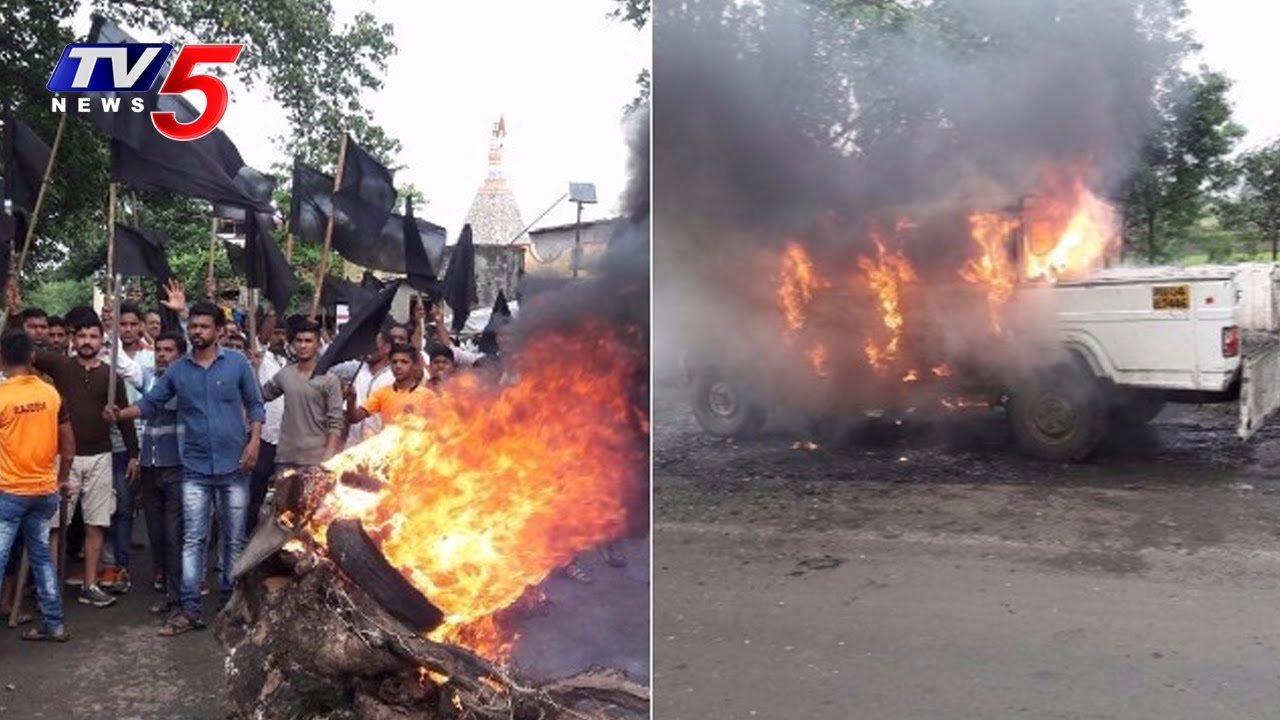 Maharastra Farmers Protest at Thane-Badlapur Highway, Burns Vehicles | TV5 News