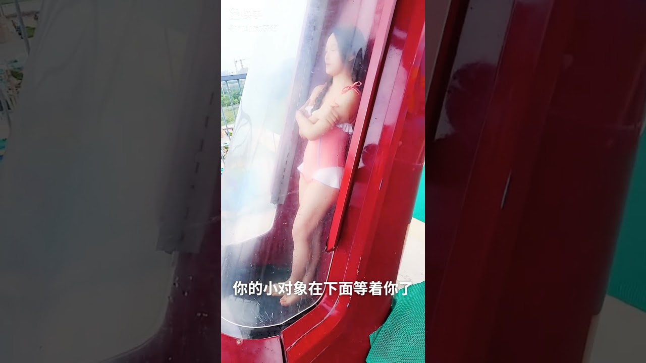 Cute girl doing water slide 